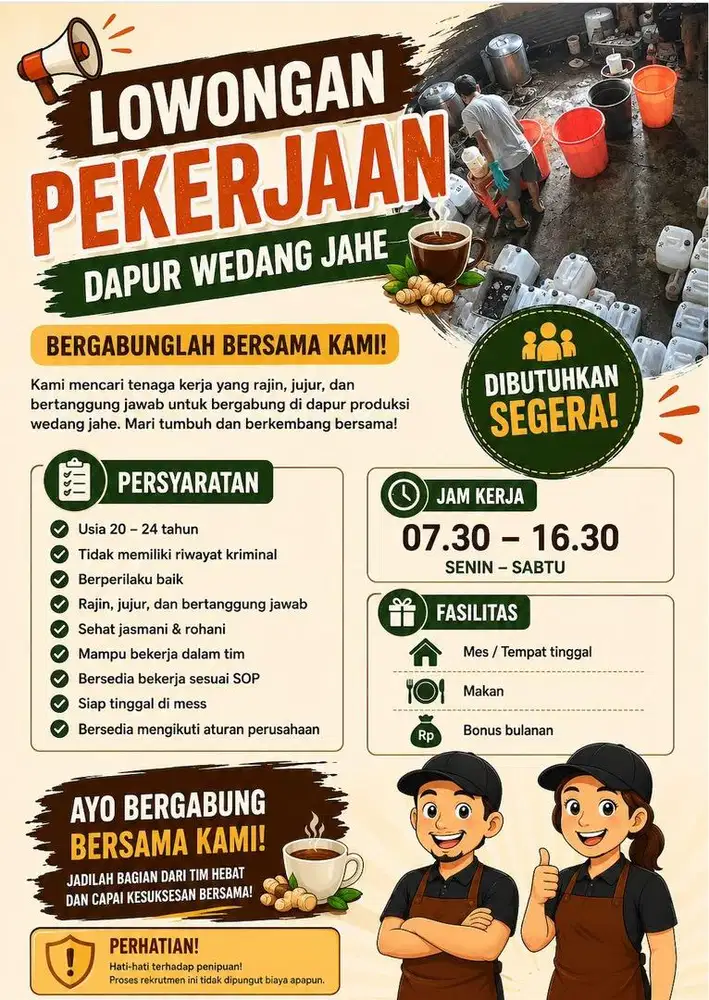 lowongan pekerjaan di dapur wedang jahe