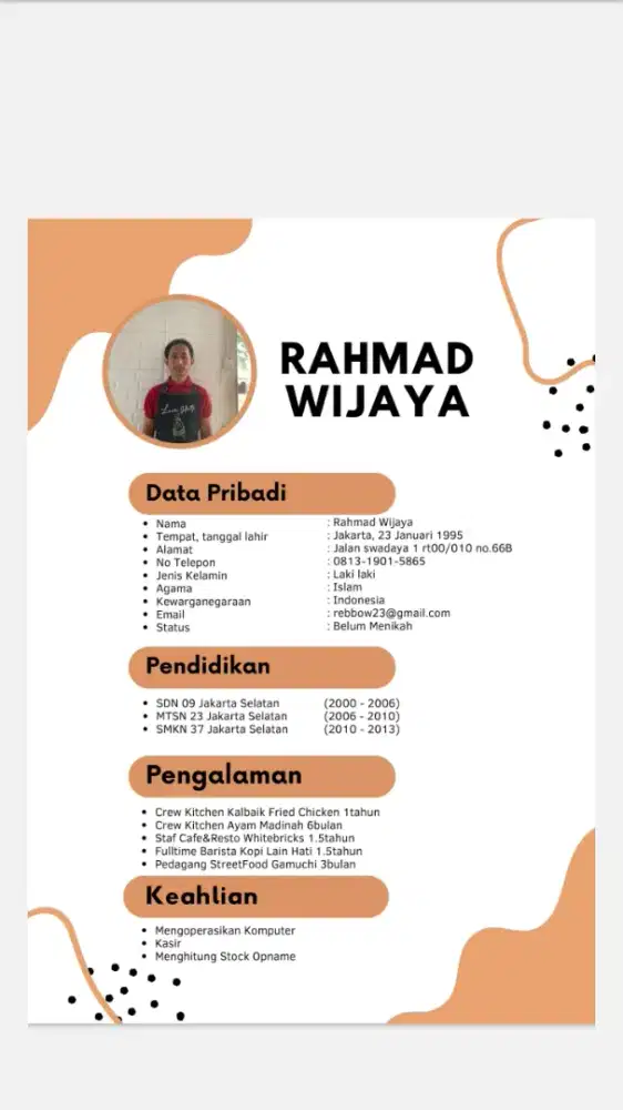 Cari pekerjaan saya siap. Pengalaman terakhir Berdagang