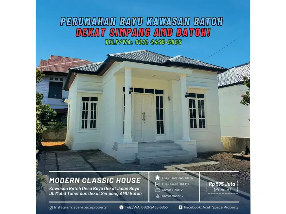 Dijual Rumah Classic di Bayu Kawasan Batoh - Dekat Simpang AMD Batoh!
