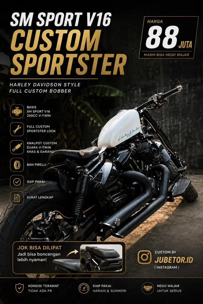SM V16 Full Custom Harley Davidson Sporster 48