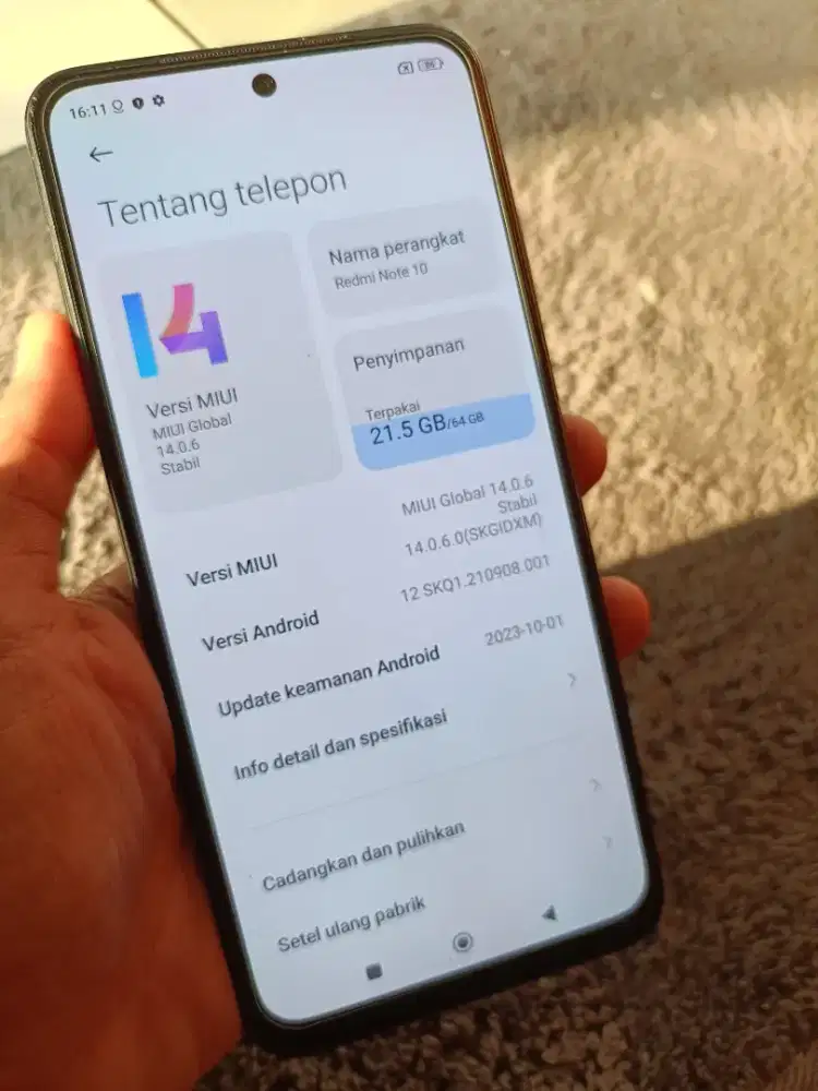 Redmi note 10 ram 4/64 hp cas