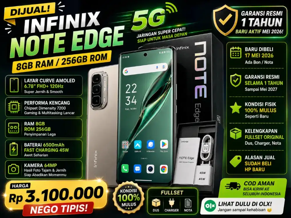 INFINIX NOTE EDGE RAM 8 / 256 5G HARGA BEKAS KONDISI BARU