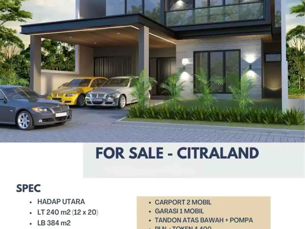 Rumah Baru Luas di Waterfornt Citraland Siap Huni