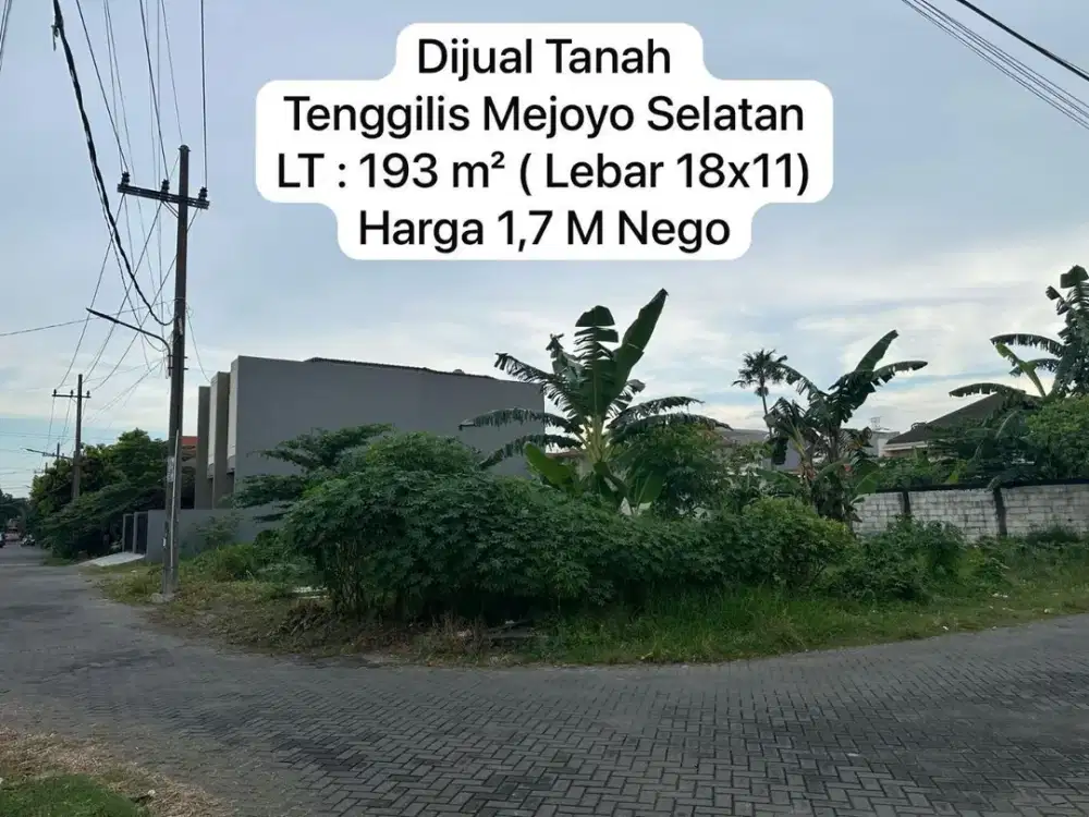 Dijual Tanah Kavling Tenggilis Mejoyo Selatan
