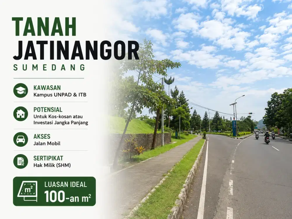 Tanah SHM Jatinangor 450 Meter ke Jl. Raya