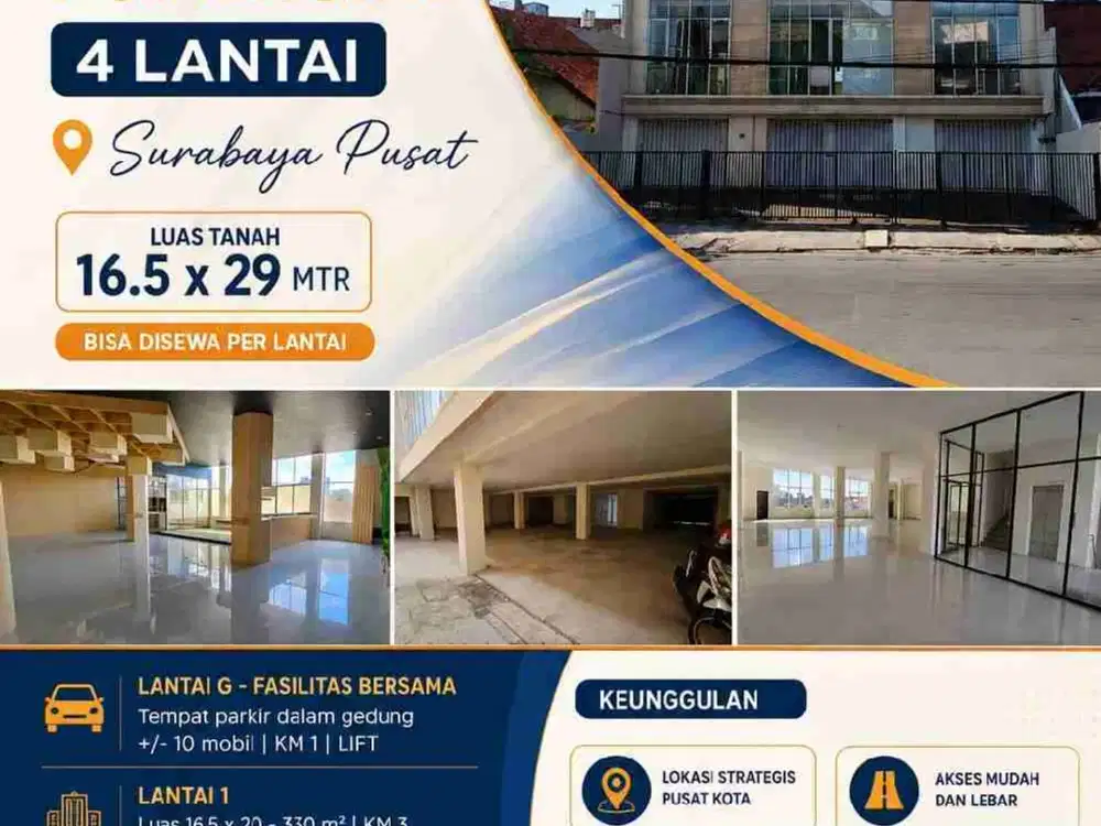 Disewakan Bangunan Komersial 4 Lantai Dekat Grand City Mall Surabaya Pusat