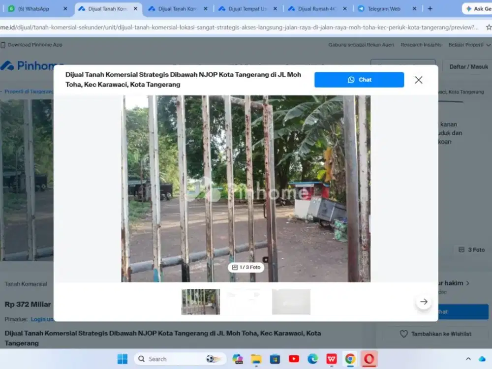 DIJUAL TANAH DIBAWAH NJOP DI JL M TOHA KARAWACI