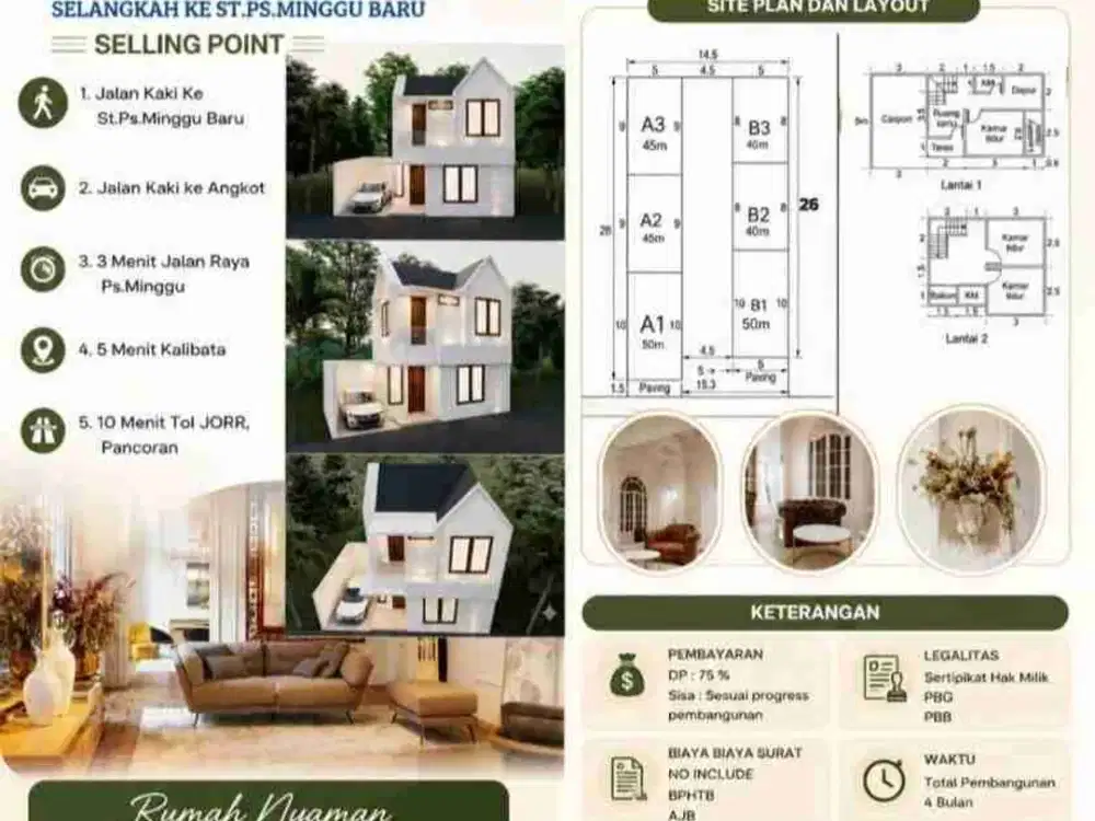 Rumah 2 lantai murah super strategis di Pasar Minggu Jaksel