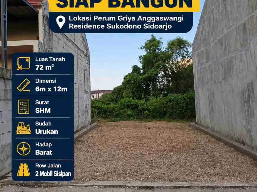 Tanah Murah siap Bangun di Perum Griya Anggaswangi Residence, Sukodono, Sda