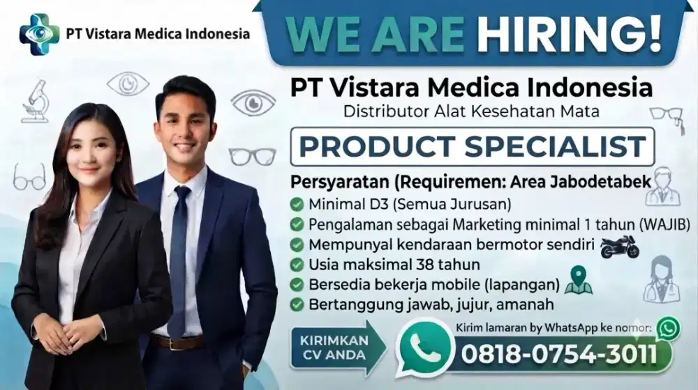 Produk Spesialis / Sales Alat kesehatan Mata