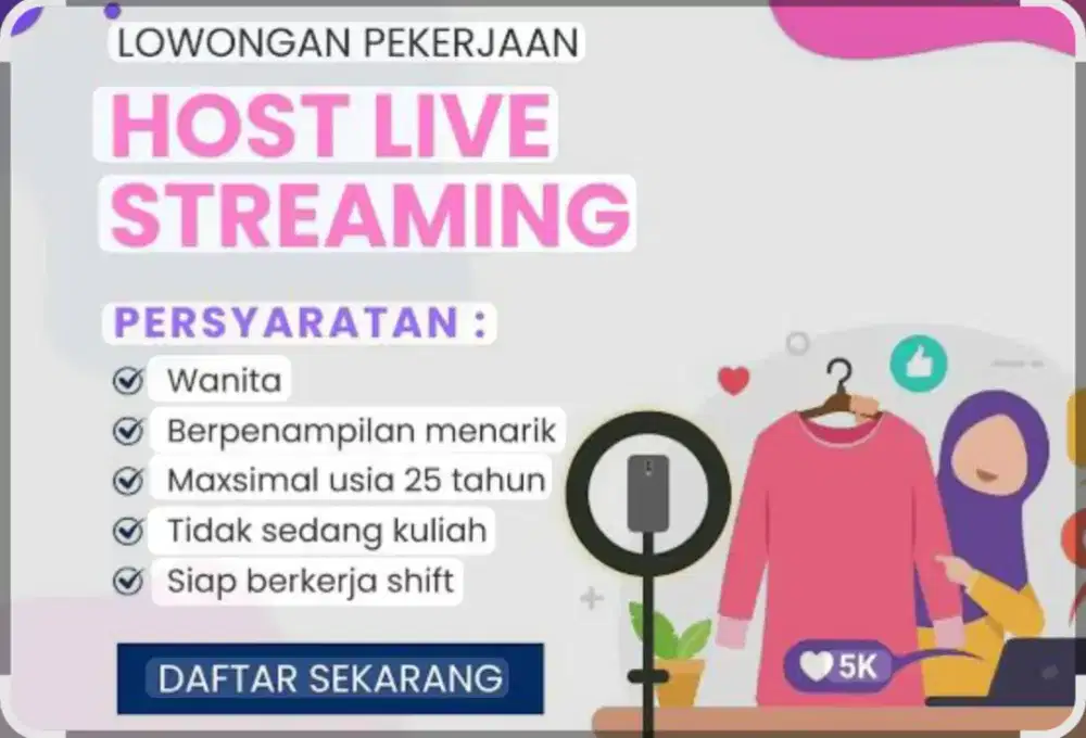 Lowongan kerja host live streaming