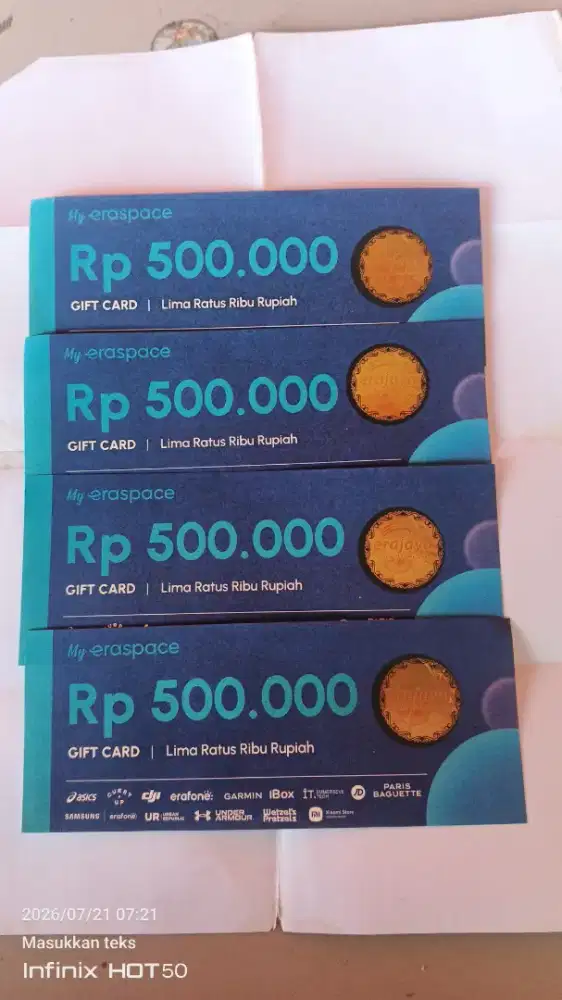 Jual Cepat Voucher Eraspace Pecahan 500rb