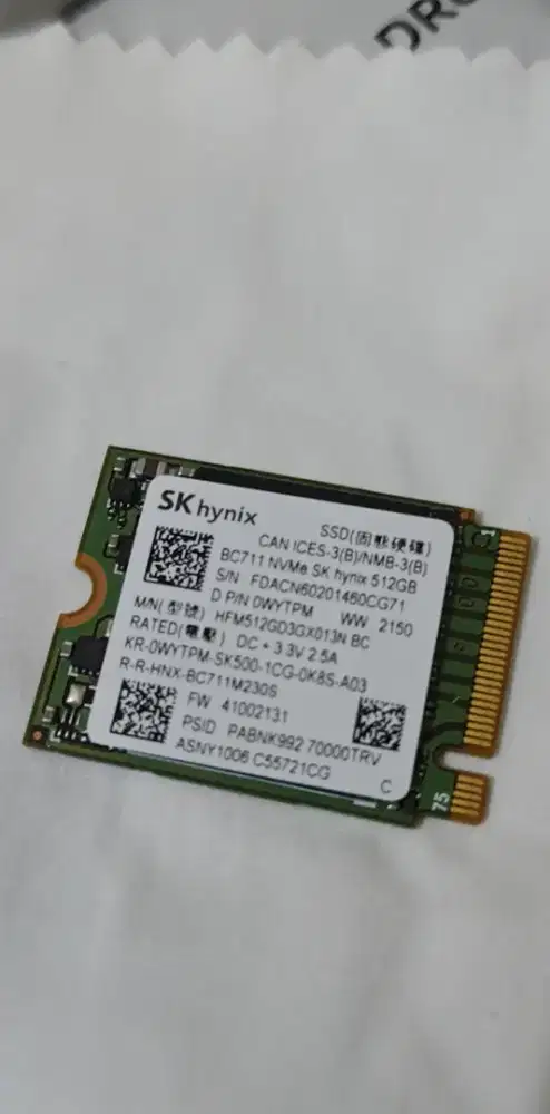 SSD NVme 2230 512GB Skhynix healthy 100%