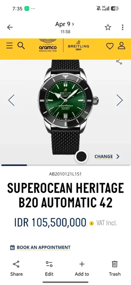 Brietling superocean heritage green dial 2023,
