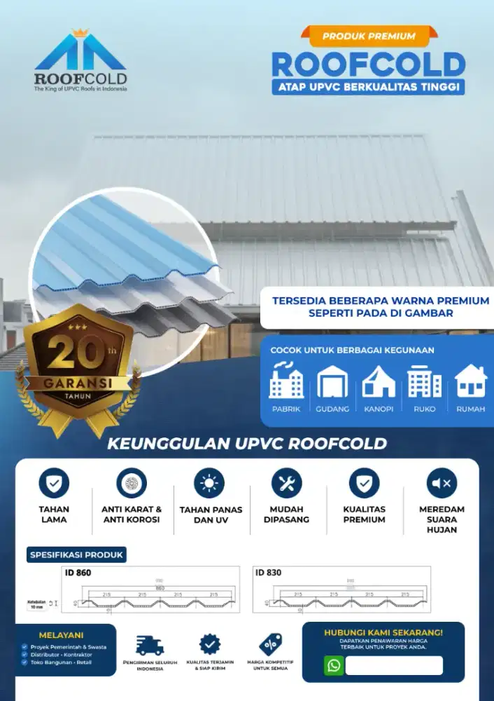 Atap UPVC Roofcold double 860/830