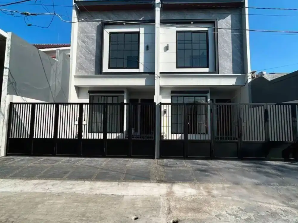 RUMAH BARU  GRESS 2 UNIT WISMA MUKTI, Model Modern Minimalist Row Jalan 3 Mobil