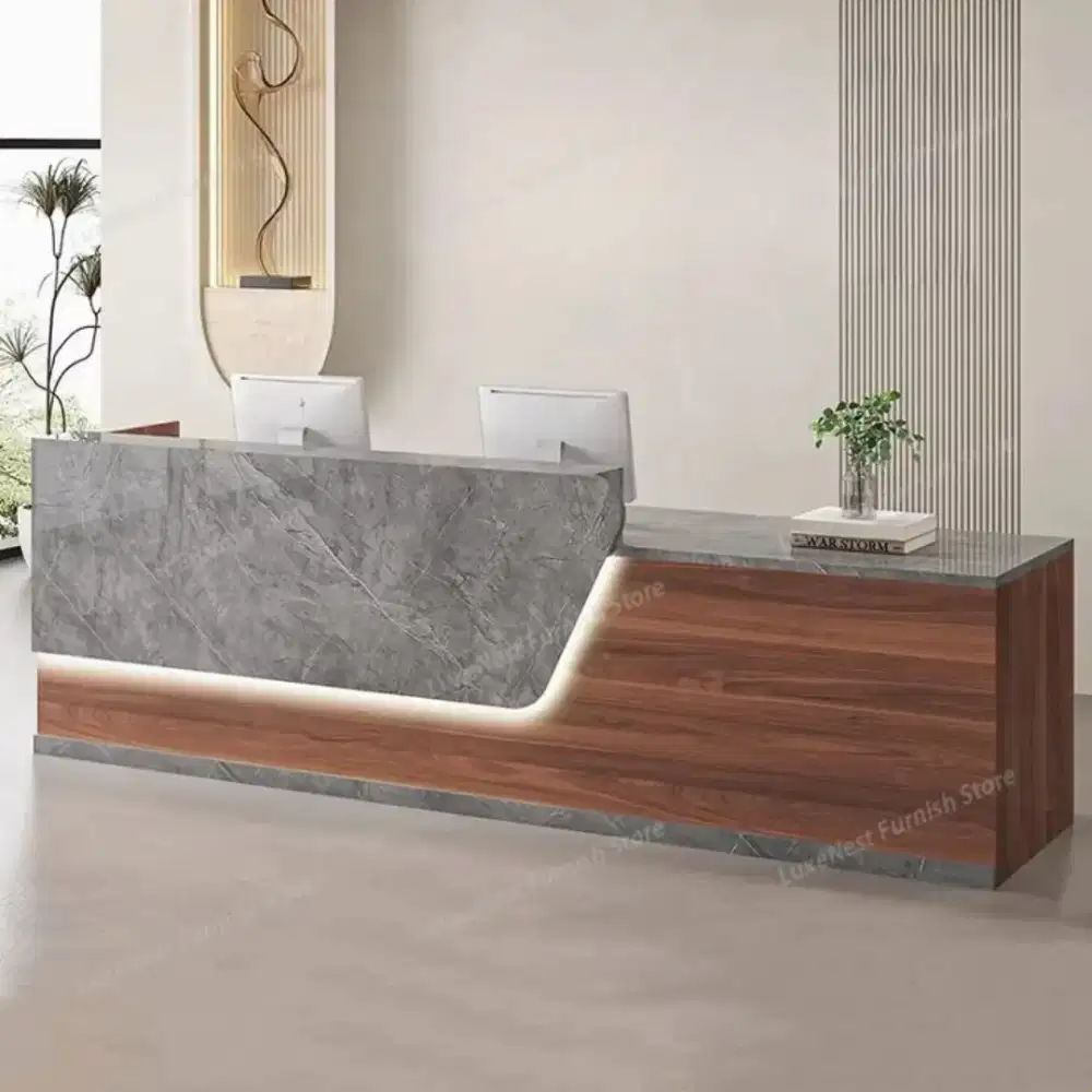 Meja Receptionist Meja Front Office Meja Showroom Minimalis