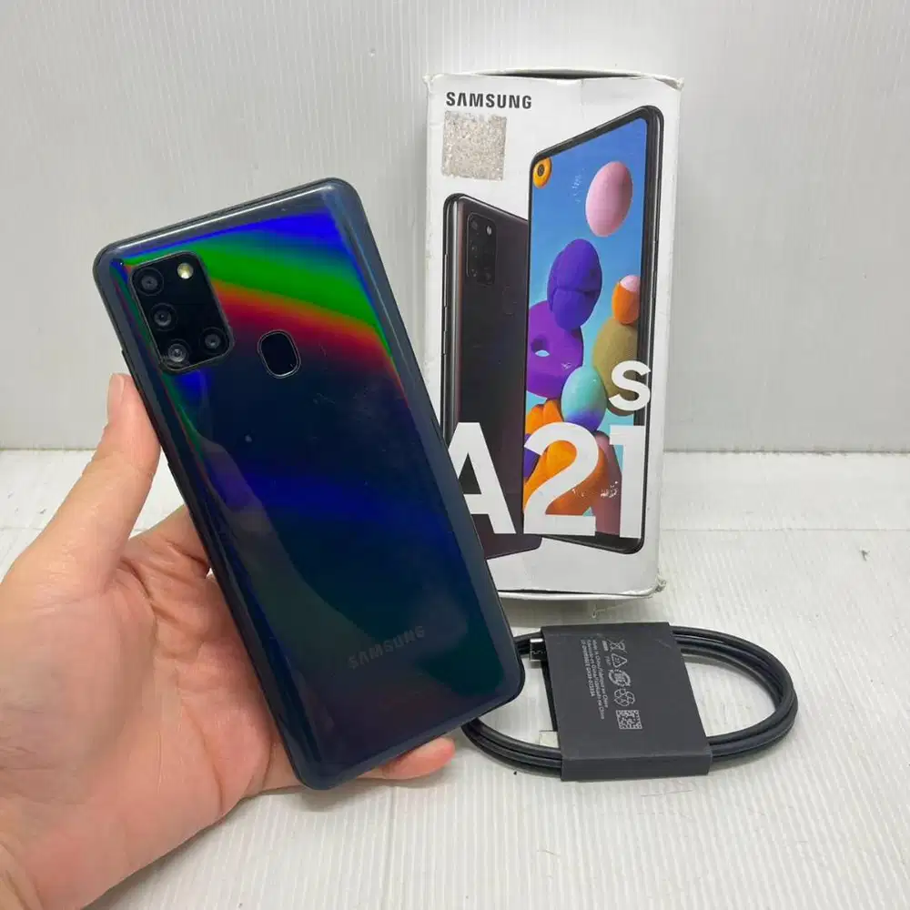 TERMURAH! SAMSUNG GALAXY A21S BLACK 6/64 EX SEIN RESMI FULLSET