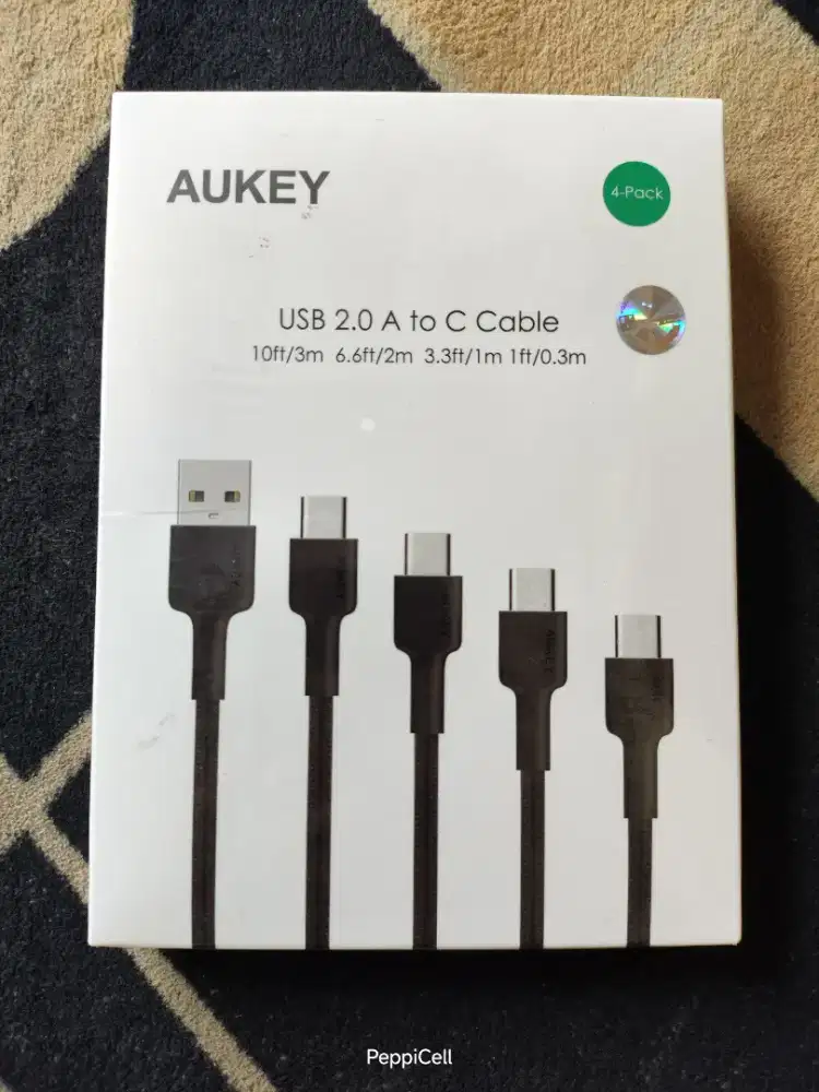 Paket Kabel Charger Aukey Type C Braided Nylon isi 4 pcs