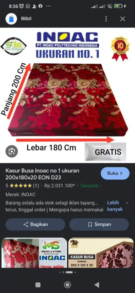 Jual kasur 180x200 cm kasur nomor 1