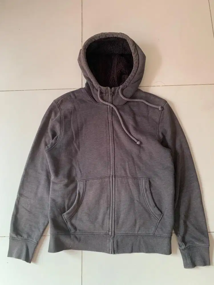 Jaket hoodie sherpa Polham size L grey