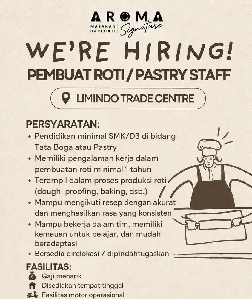 Pastry Staff / Pembuat Roti