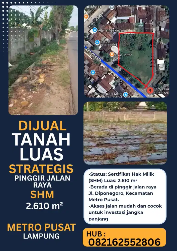 DIJUAL TANAH LUAS LOKASI STRATEGIS METRO LAMPUNG