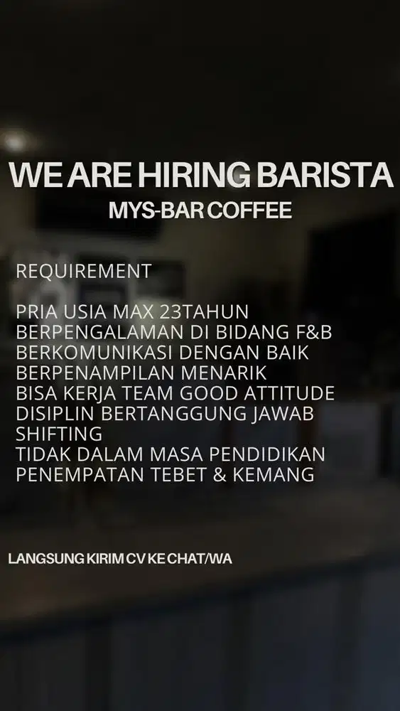 LOKER BARISTA!!