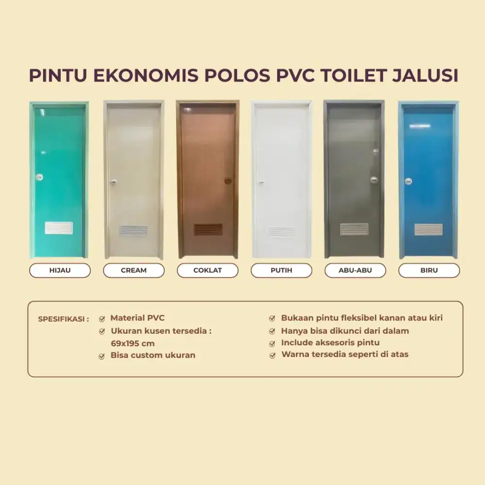 Pintu Ekonomis Polos PVC Toilet Jalusi