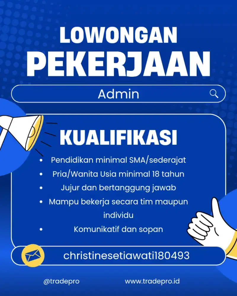 Dibutuhkan segera Admin