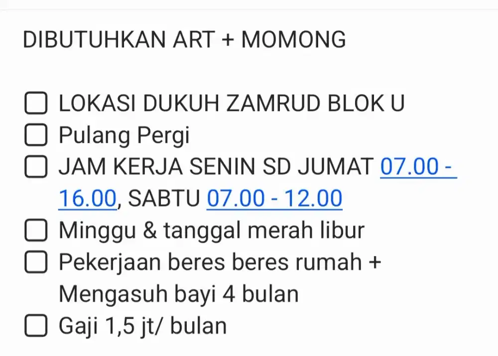DIBUTUHKAN ART MOMONG