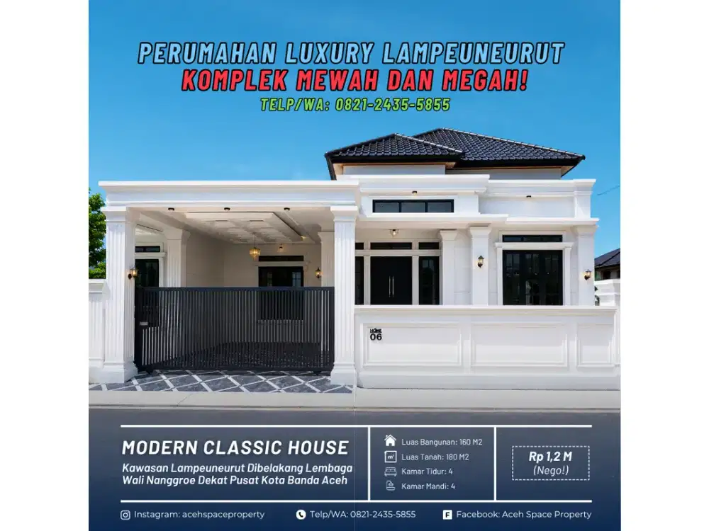 Dijual Rumah Classic Mewah di Kawasan Lampeuneurut - Disamping Gedung Wali Nanggroe!
