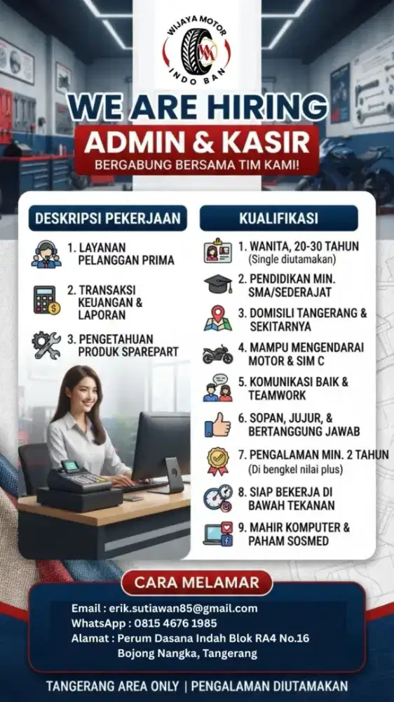 Lowongan Kerja Admin Bengkel