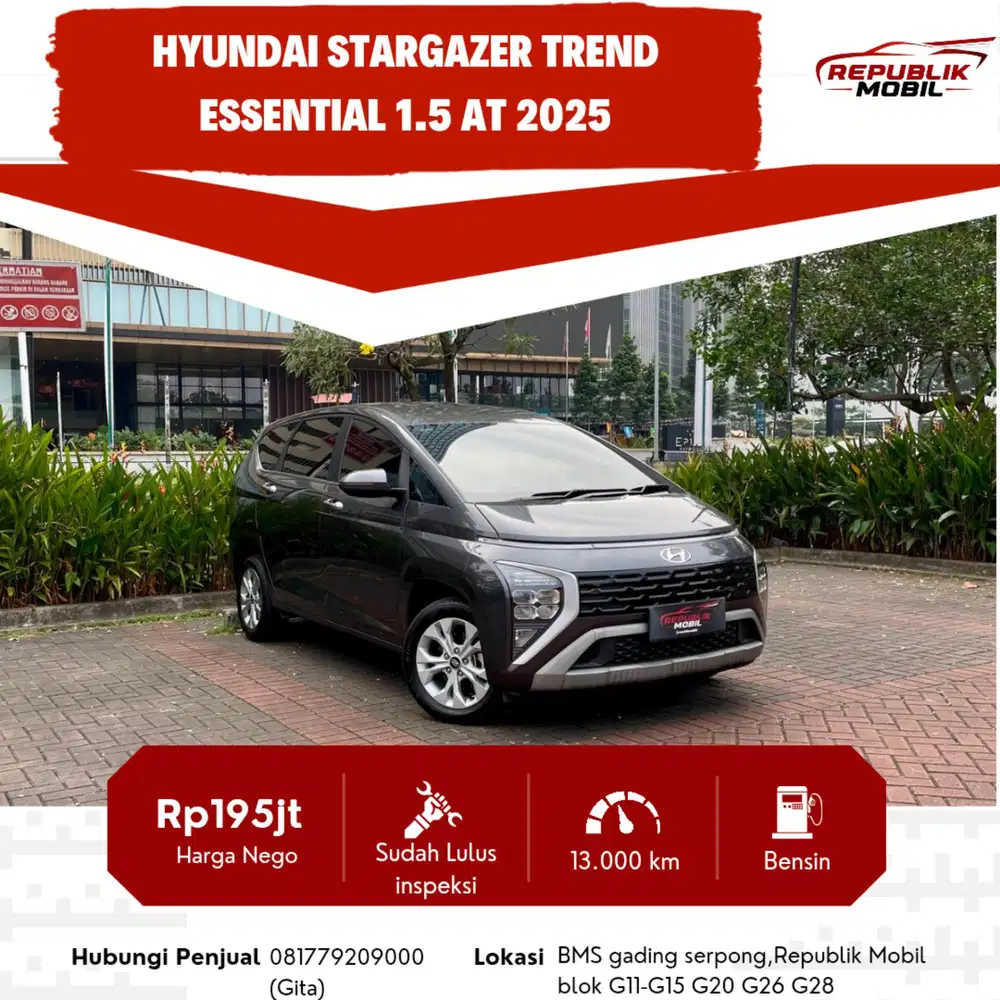 Hyundai Stargazer Trend Essential Matic 2025 DP 15 JUTA SAJA