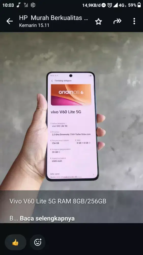 Vivo V60 Lite 5G RAM 8GB/256GB
