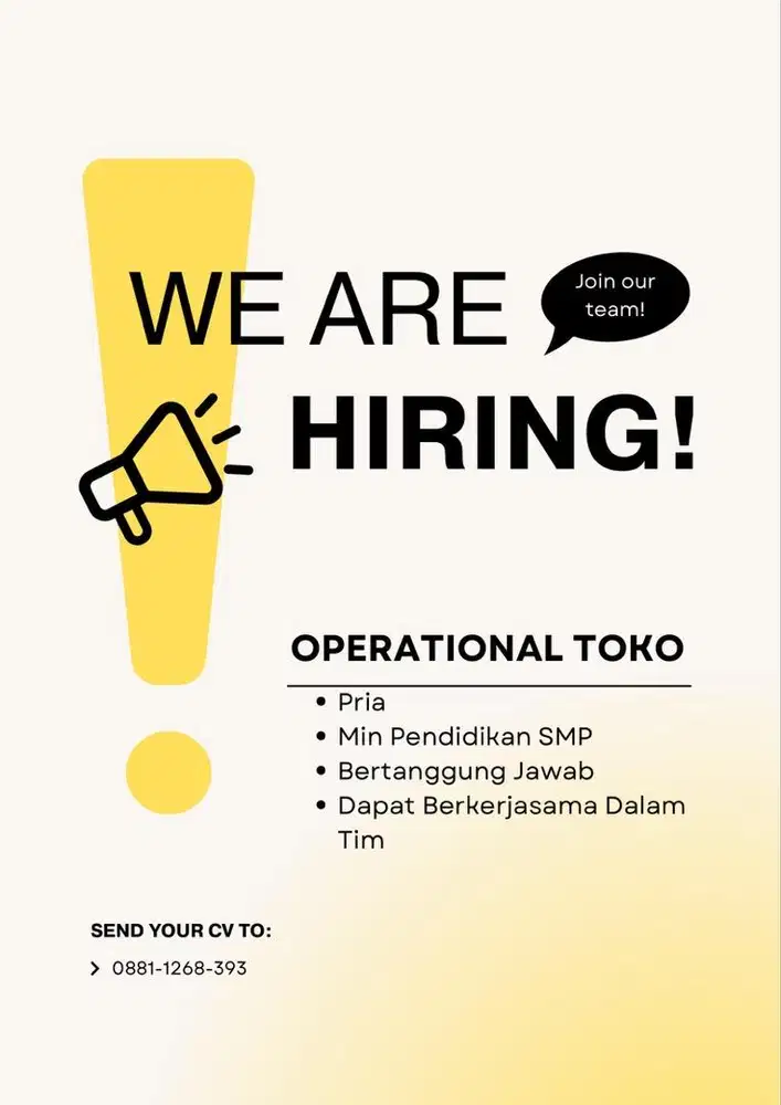 LOWONGAN OPERATIONAL TOKO