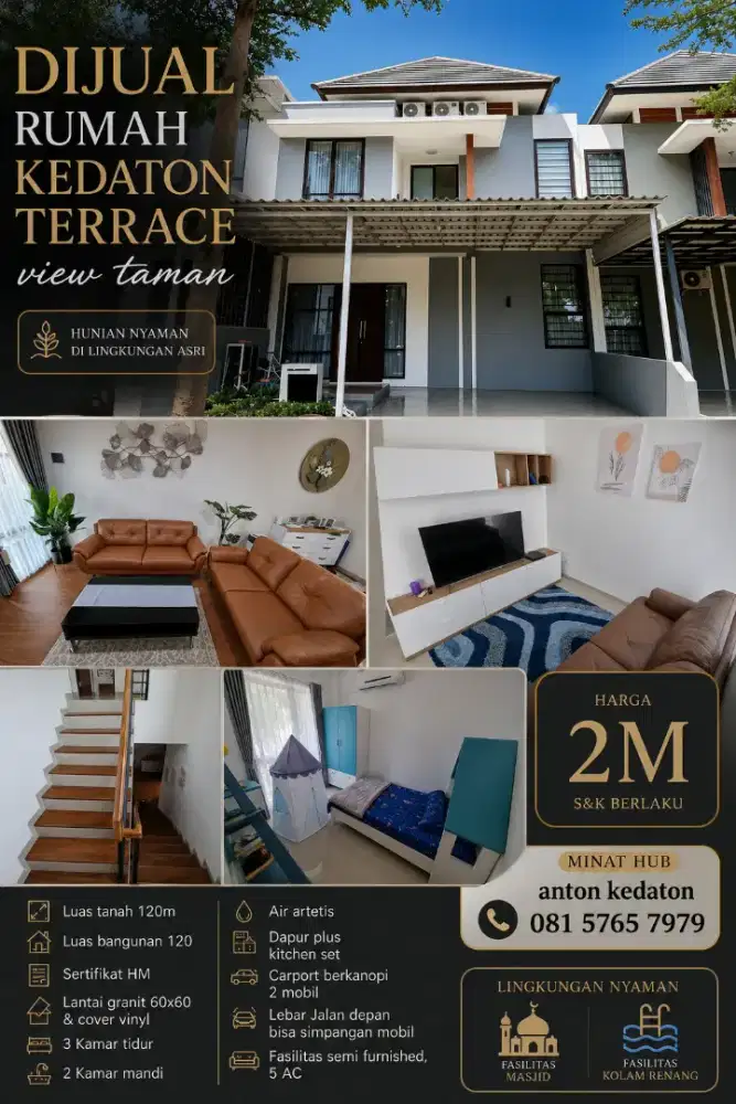 KEDATON TERRACE 2LT/120m MURAH CEPAT SEGERA VIEW TAMAN