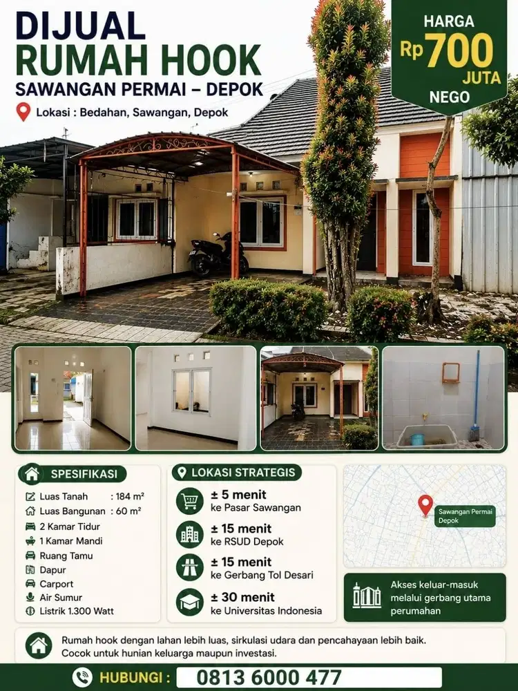 DIJUAL RUMAH KAWASAN PERUMAHAN SAWANGAN REGENCY