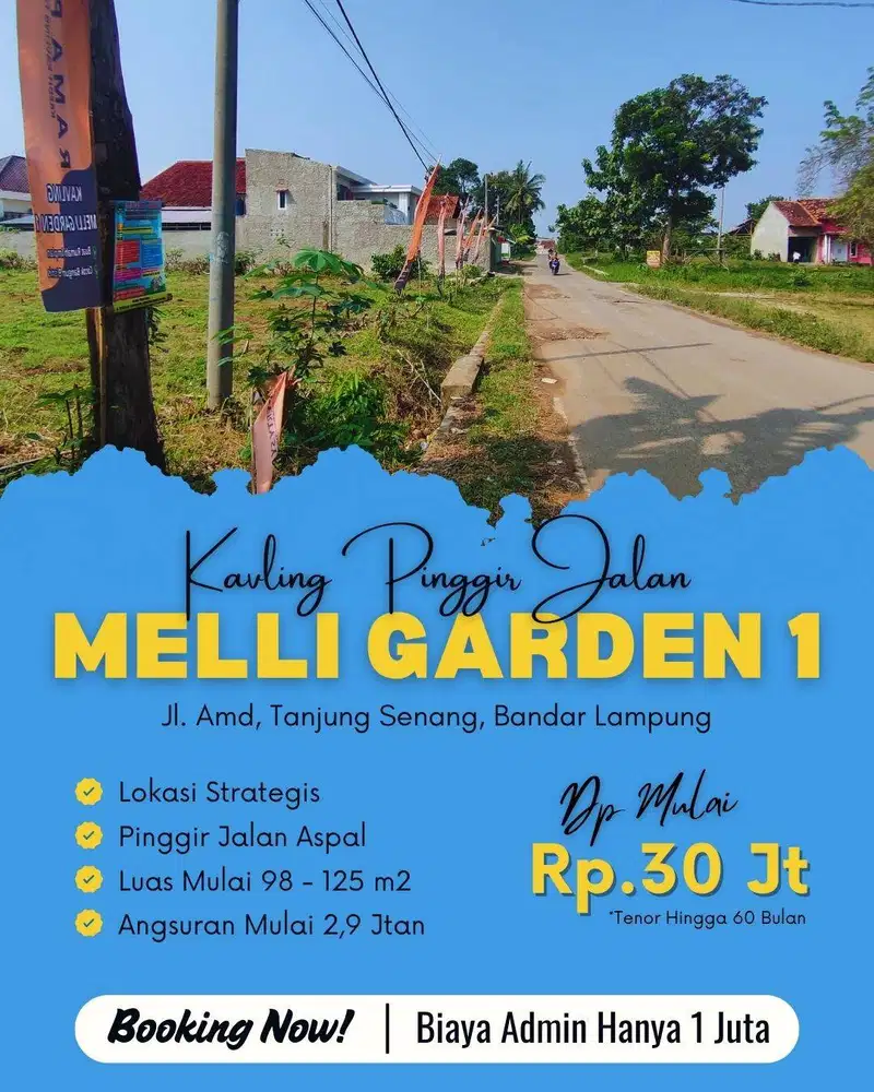 TANAH KAVLING TIRTARIA WAYKANDIS DIPINGGIR JALAN UTAMA DP MURAH