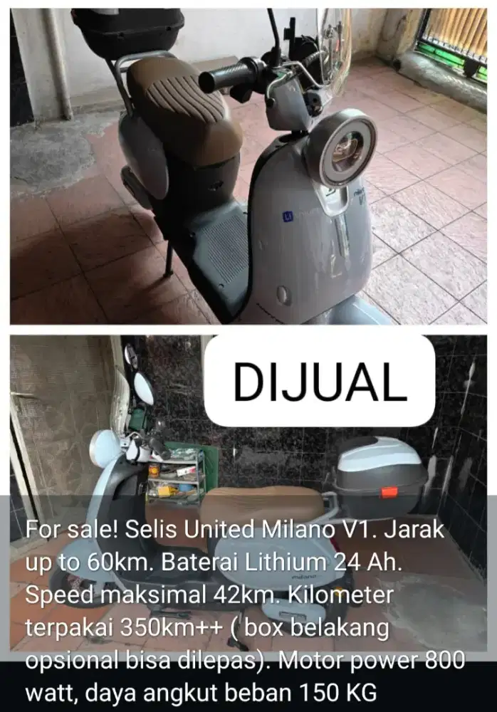 sepeda listrik United Milano V1 second masih garansi