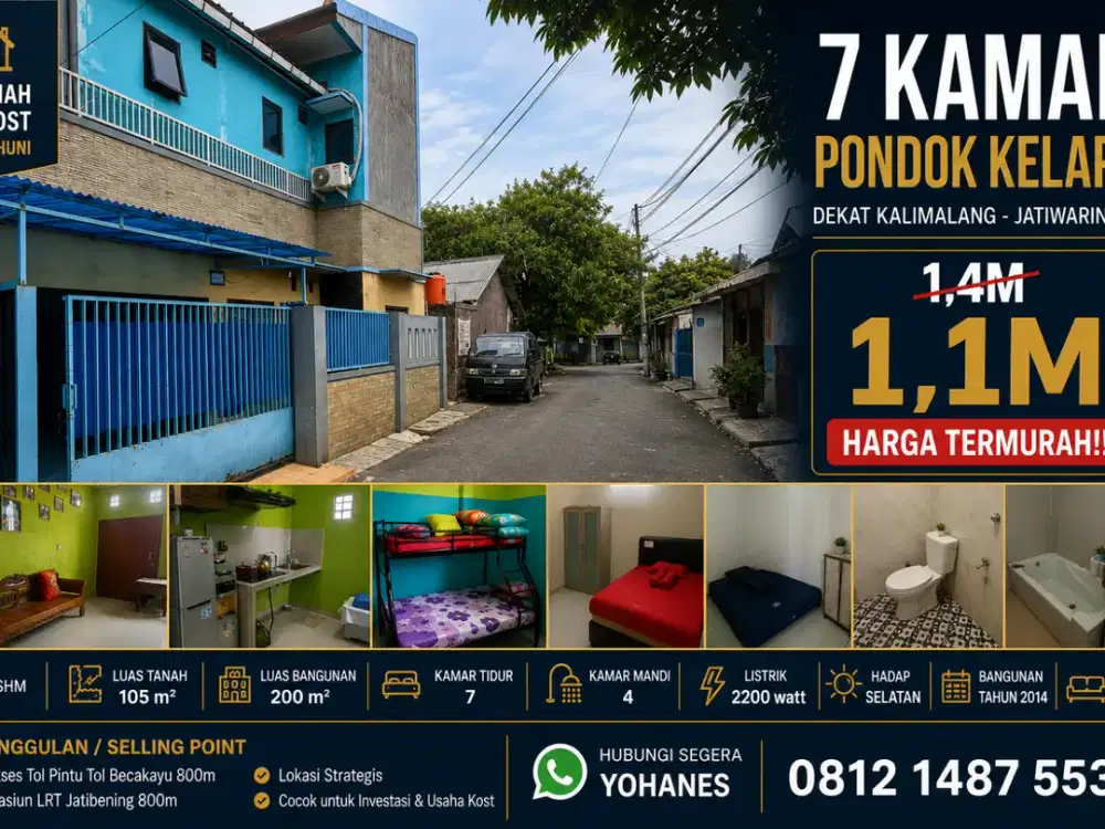 Rumah Tinggal & Kost 7 Kamar Pondok Kelapa Dekat LRT