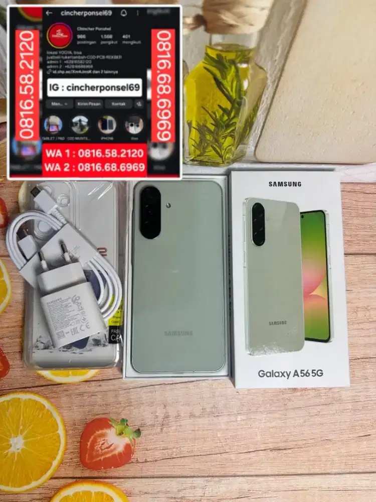 Jual hp LIKENEW SAMSUNG A56 5g 8/256 istimewa grns aktif free adaptor