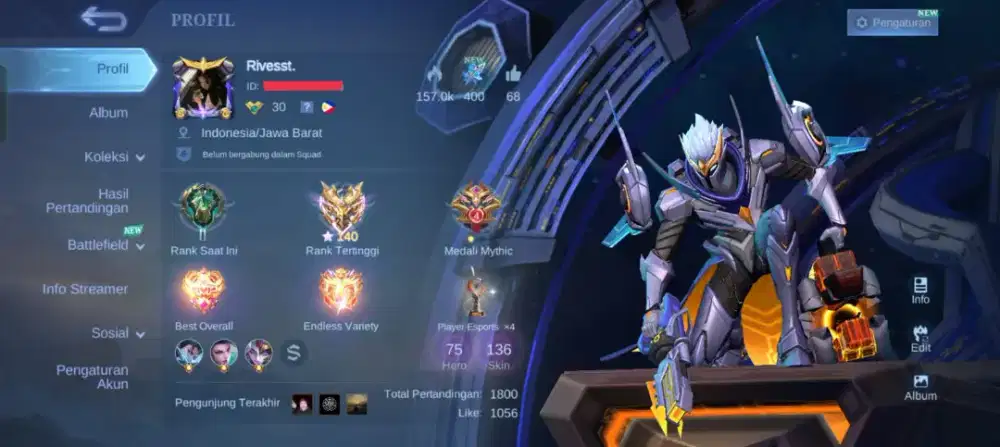 Akun ML Skin Legend Granger