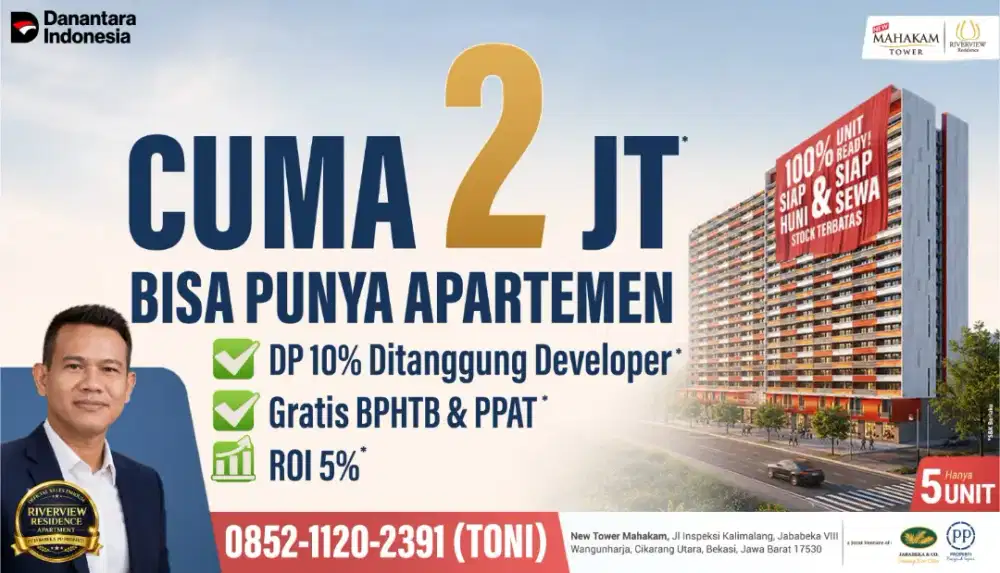 Apartemen Riverview Jababeka Cukup Bayar 2 Juta Cicilan Mulai 1 Jutaan