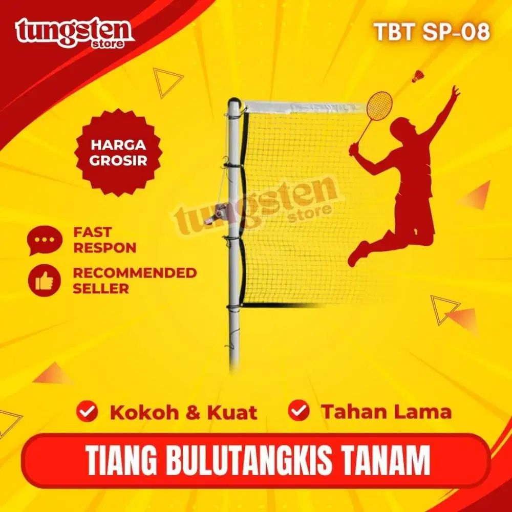 Tiang Bulutangkis Badminton Tanam TBT SP-08 Lapangan Soket Semi Perman