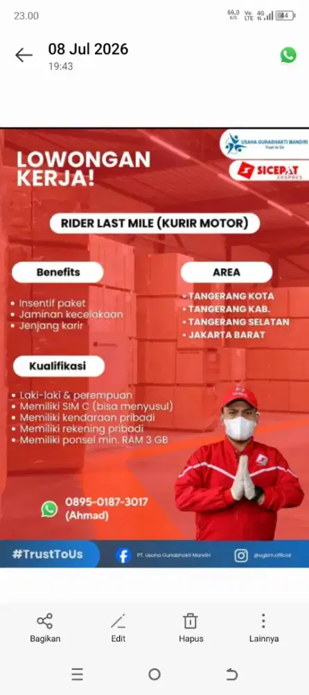 Sicepat express kurir lastmile