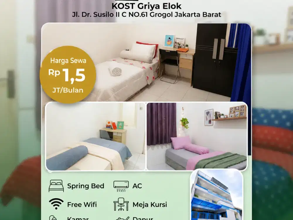 Sewa Kost Campur Griya Elok Harga Cuma 1,5jt/bulan Hunian Nyaman untuk Mahasiswa & Karyawan Lokasi Strategis Book Now!!