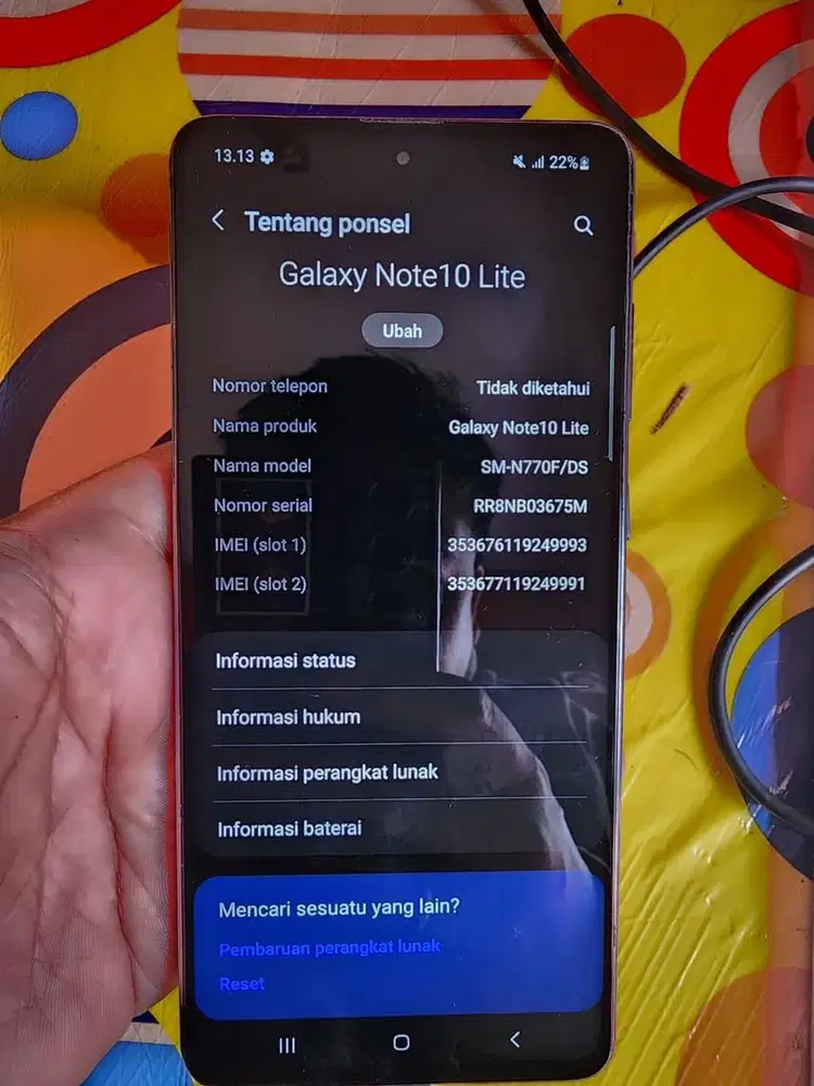 Dijual Samsung not 10 lite 8/128