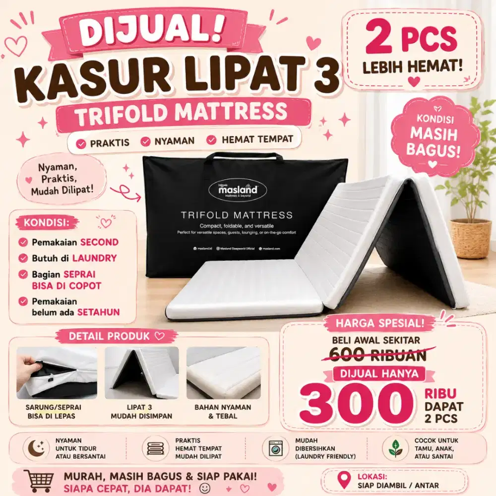 kasur lipat 3 warna putih