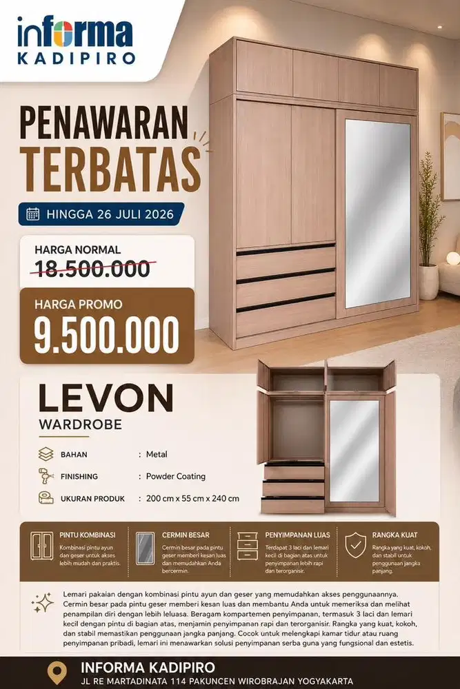 Almari pakaian metal sleding